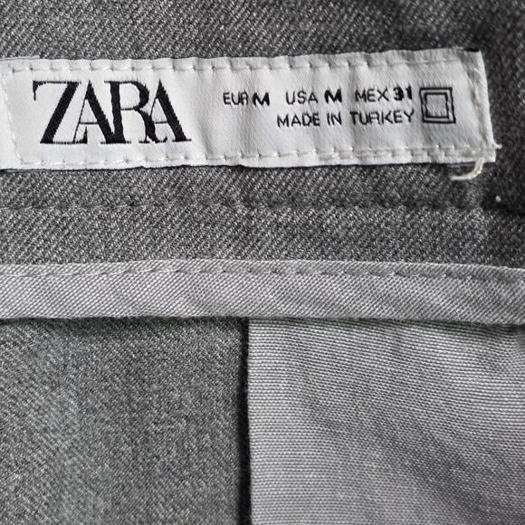 ZARA Men’s Gray Slim Fit Dress Pants Black Waistband Detail Size M - Picture 2 of 6